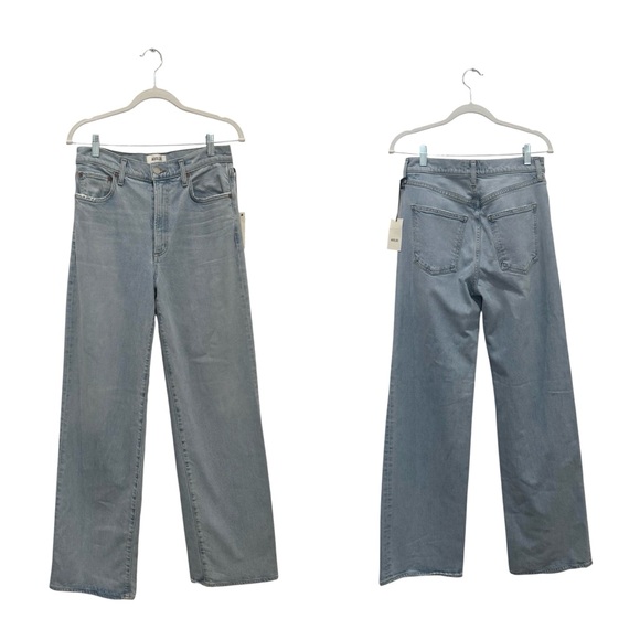 NWT AGOLDE HARPER Wide Leg jeans in “Trouble” light wash - Picture 8 of 10